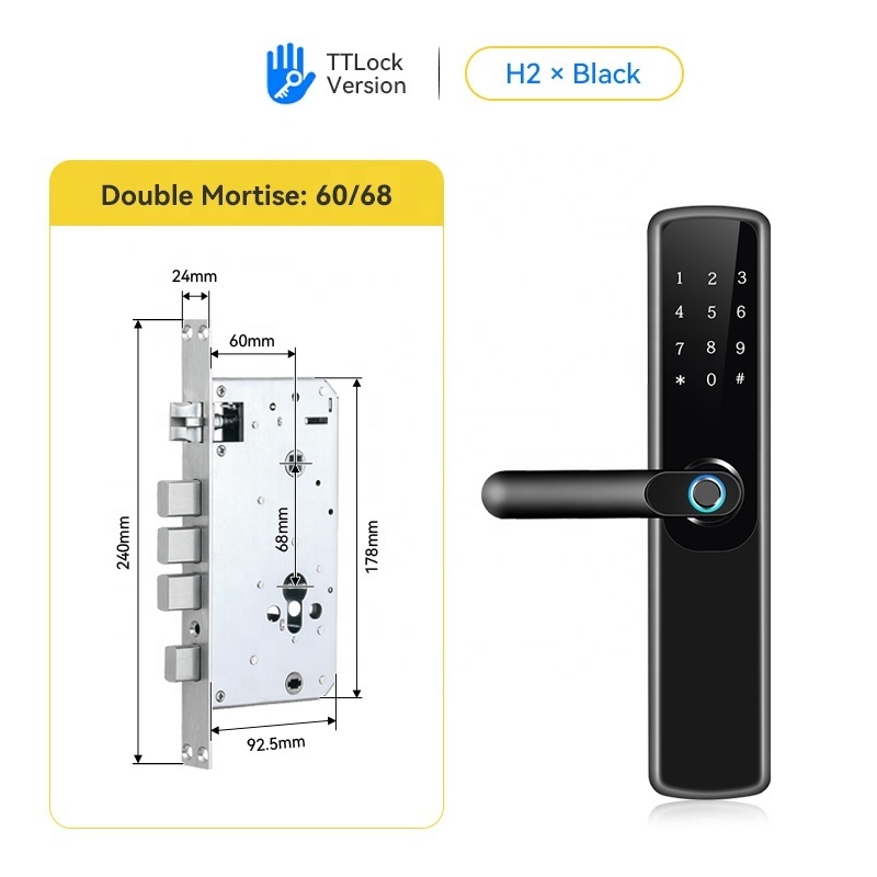 New Waterproof Door Handle Home Keyless Alexa Biometric Fingerprint Tuya Wifi Ttlock App Digital Smart Door Lock