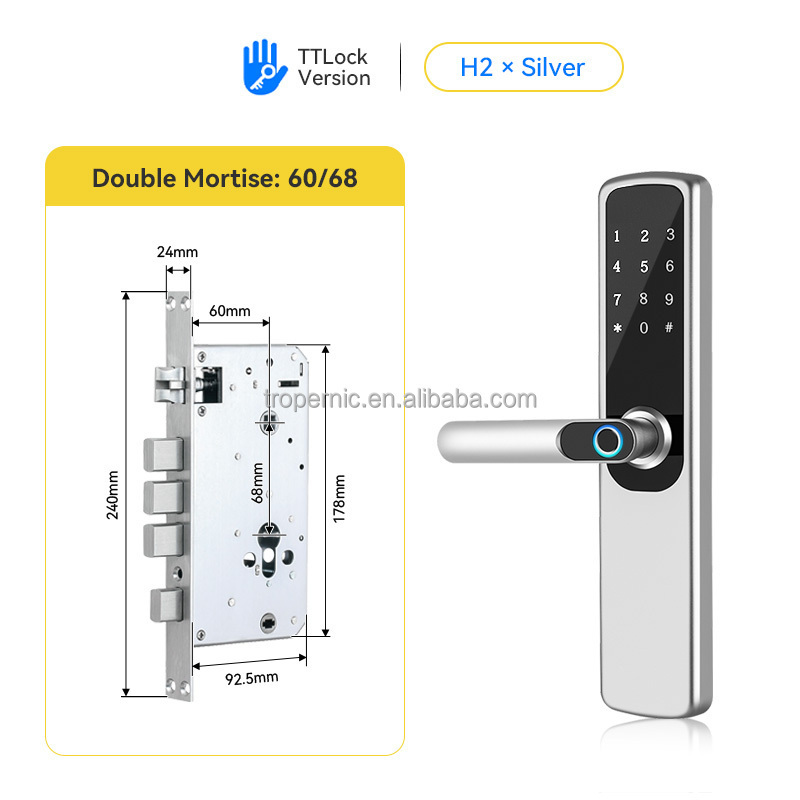 Cerradura Fechadura Wholesale  Keyless Security Waterproof  Fingerprint Tuya Wifi Ttlock App Exterior Smart Door Lock