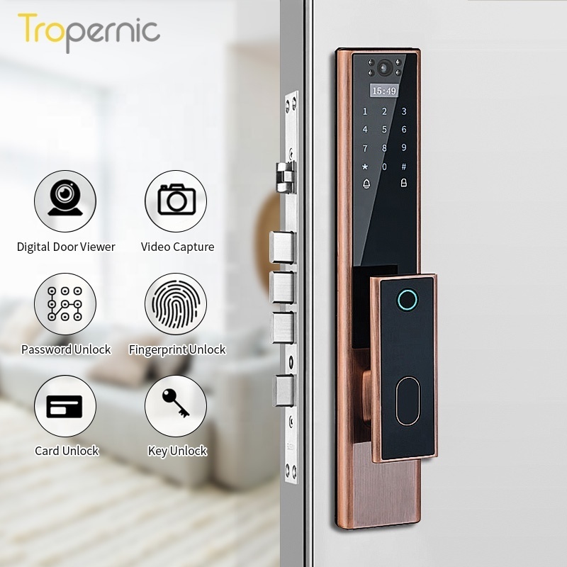 Advanced Keyless Entry Fully Automatic Biometric Fingerprint Exterior Smart Door Lock With Camera