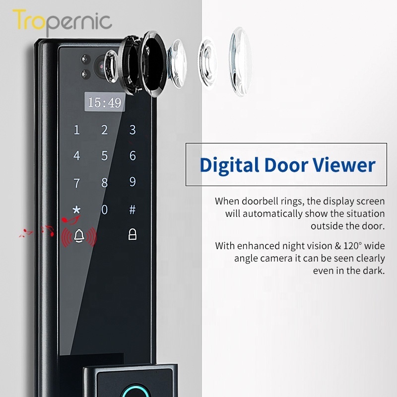 Advanced Keyless Entry Fully Automatic Biometric Fingerprint Exterior Smart Door Lock With Camera