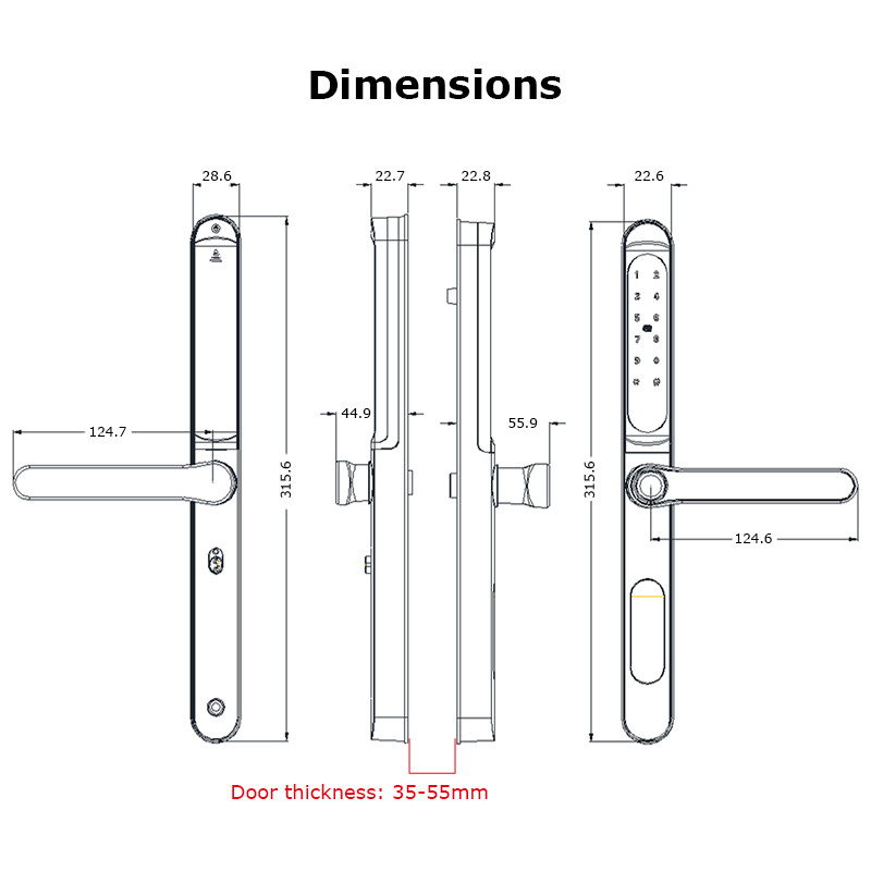 Tropernic Keyless TTlock Electronic Intelligent Door Handle Lock Smart Fingerprint Sliding Door Lock