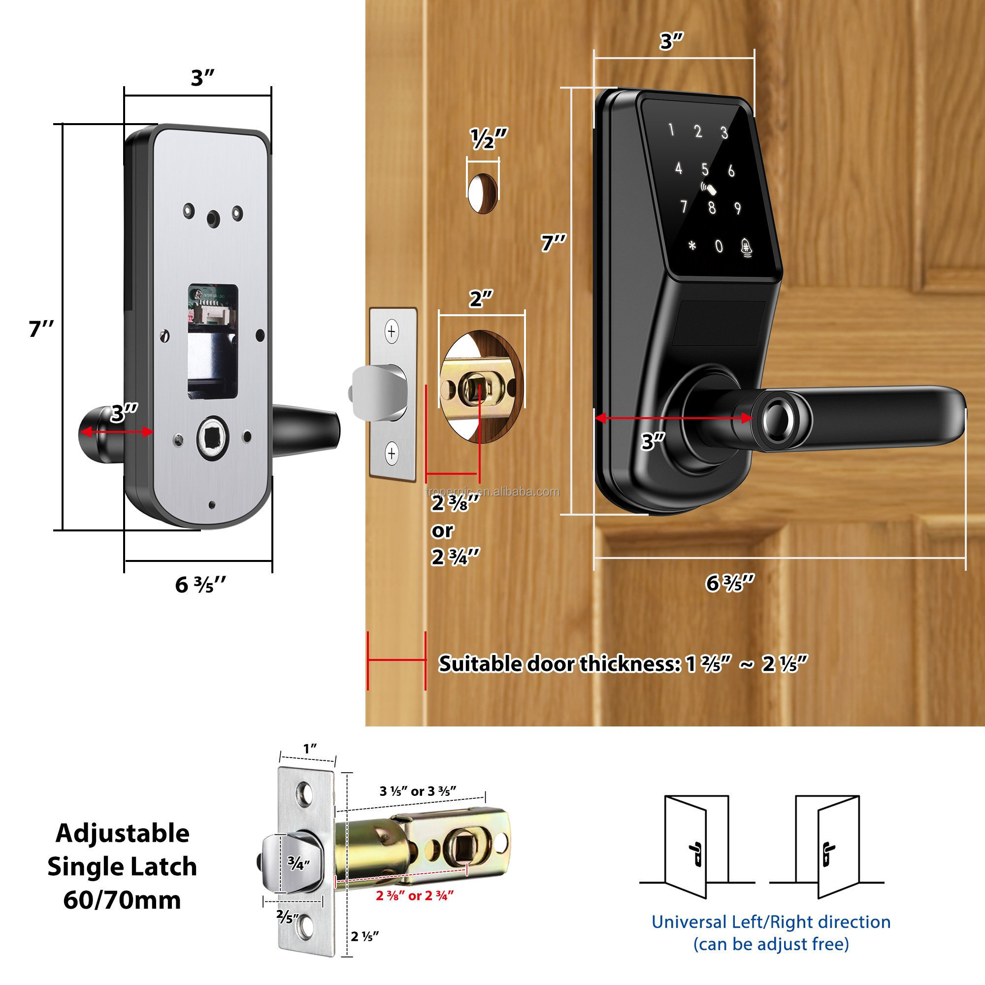 Manufacturer Push Button Key Pad Code Combination B07 App Fingerprint Security Keyless Electric Smart Korea Digital Door Lock