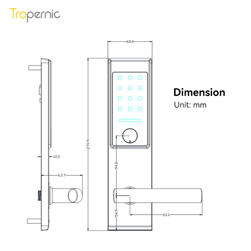 Smart Security Narrow European Ttlock App Handle Lock Guangdong Hyh Hardware Electronic Door Lock