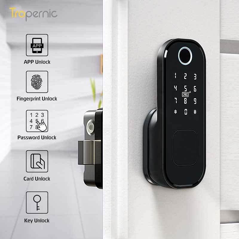 Tropernic Waterproof Remote Electric WiFi Security Door Lock Electronic Code Fingerprint Door Lock