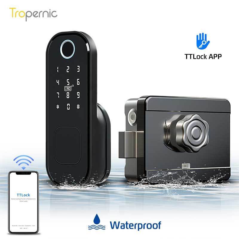 Tropernic Waterproof Remote Electric WiFi Security Door Lock Electronic Code Fingerprint Door Lock