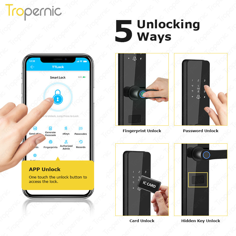 Tropernic TTlock Electronic Smart Home System Full Automatic Cerradura Ferreteria Fingerprint Digital Door Lock