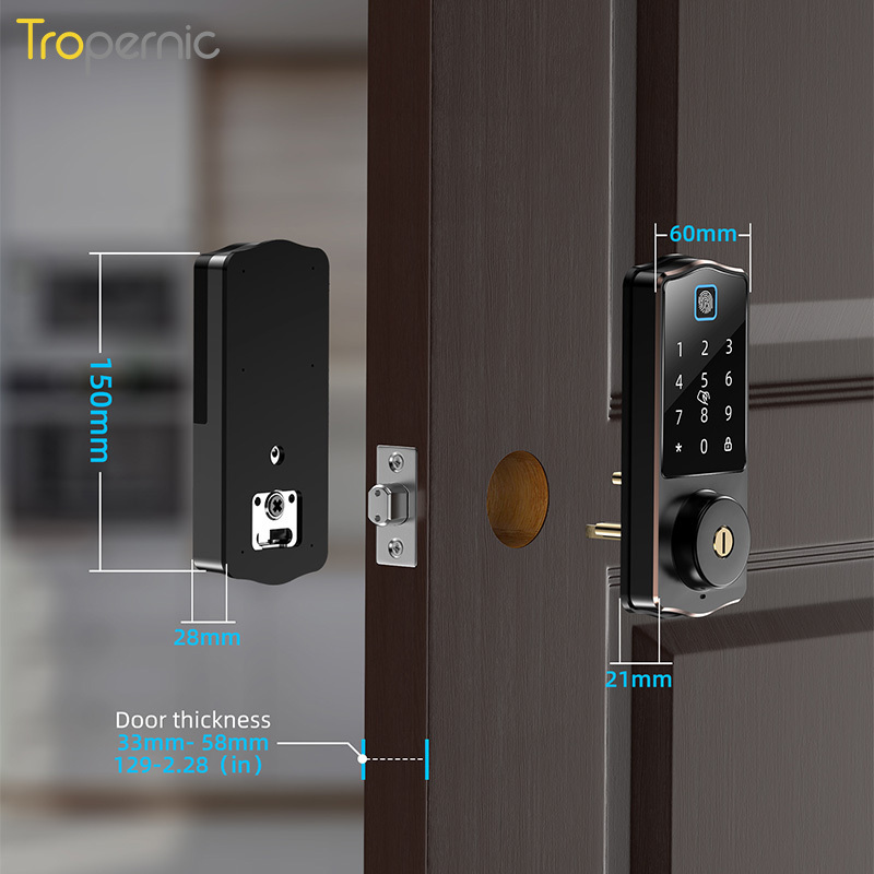 High Quality Digital Touchscreen Password Fingerprint Ttlock APP Deadbolt Smart Door Lock for home