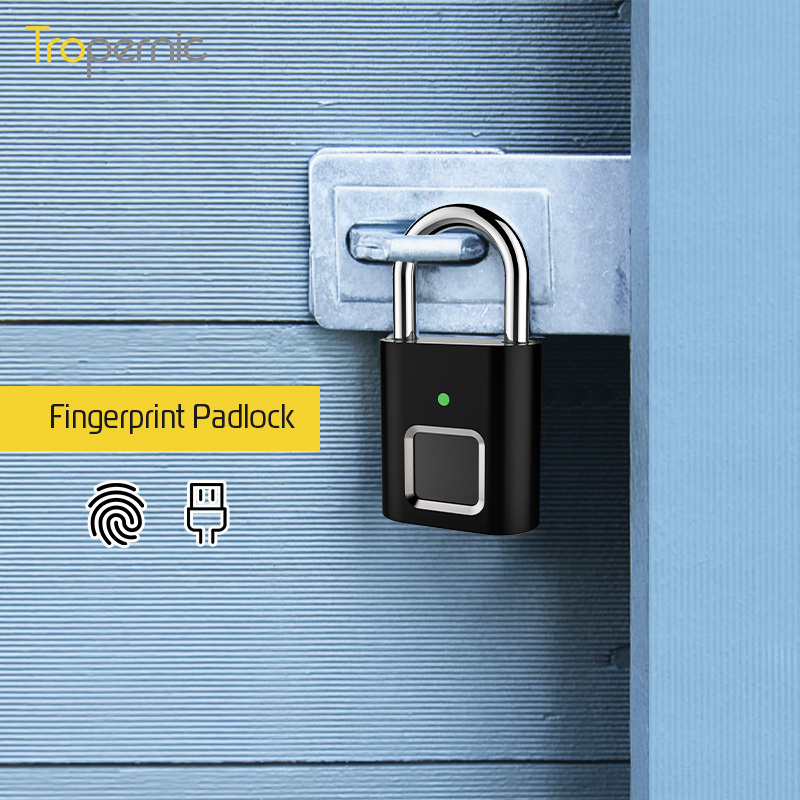 Outdoor Waterproof IP65 Anti-Theft Lock Keyless Electronic Smart Fingerprint Padlock High Security Pad Lock