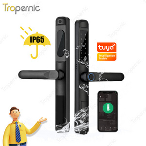 Tropernic Waterproof Zinc Alloy APP Smart Password Card Door Intelligent Lock Fingerprint Sliding Glass Door Lock