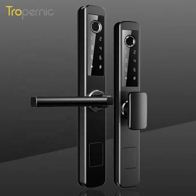 Tropernic IP68 Waterproof Tuya Wifi Zigbee Stainless Steel Sliding Door Lock Double Sided Fingerprint Lock