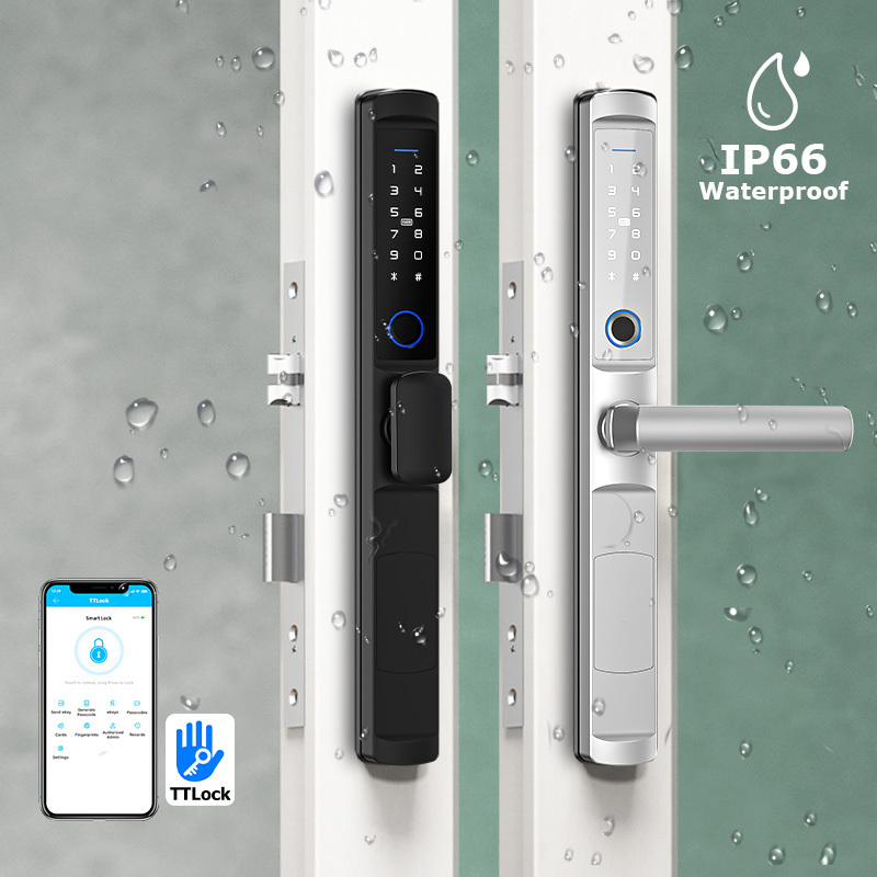 Tropernic IP66 Waterproof Outdoor High Security Electric Digital Fingerprint Aluminum Door Lock With Tuya TTLOCK APP