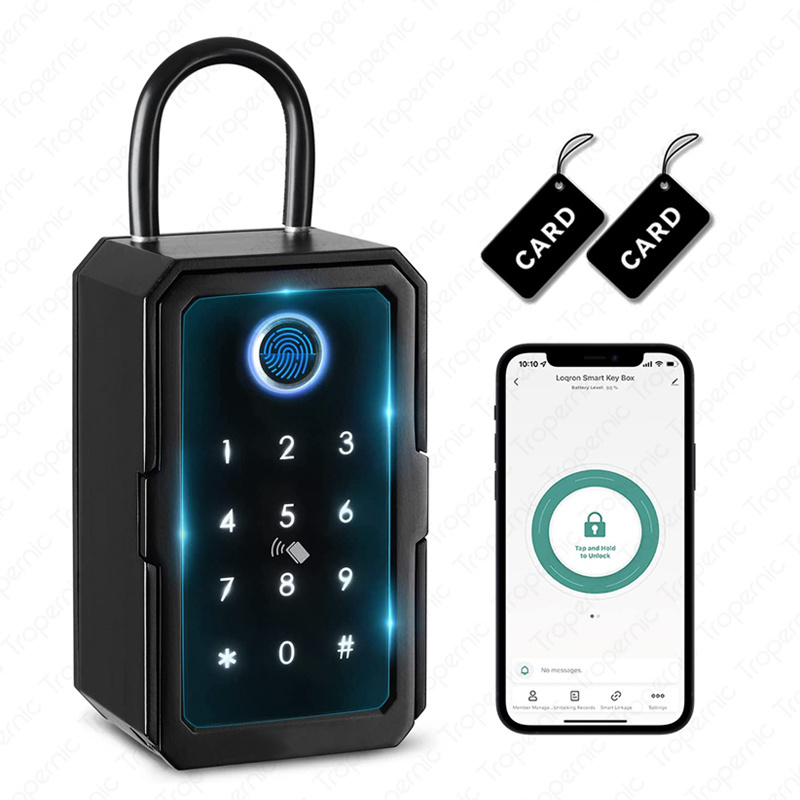 Tropernic Outside Wall Mounted Fingerprint APP Control Smart Key Lock Box for House Key Airbnb Realtor