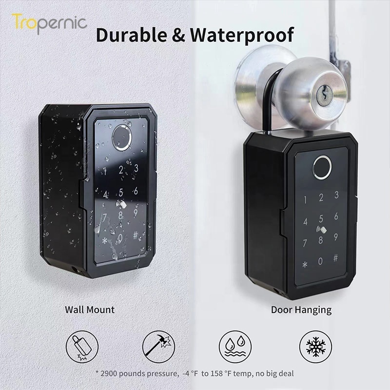 Tropernic Outside Wall Mounted Fingerprint APP Control Smart Key Lock Box for House Key Airbnb Realtor