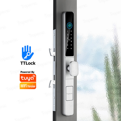 Tropernic Keyless TTlock Electronic Intelligent Door Handle Lock Smart Fingerprint Security Glass Sliding Door Lock