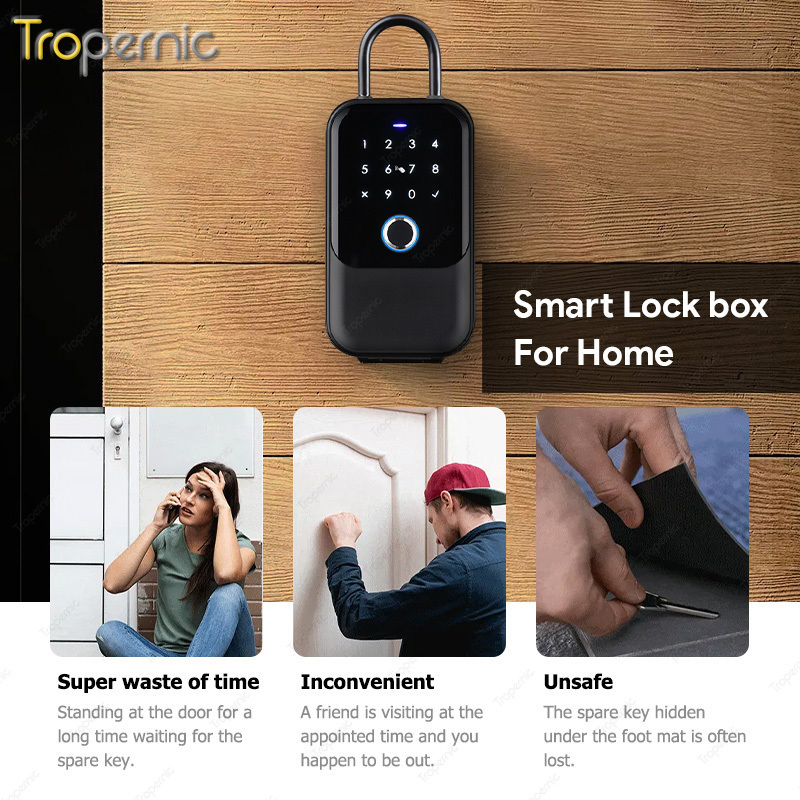 TT Lock Safe Wireless Network App Password Fingerprint IC Card Password Smart Storage Lock Key Lock Box For Car Keys