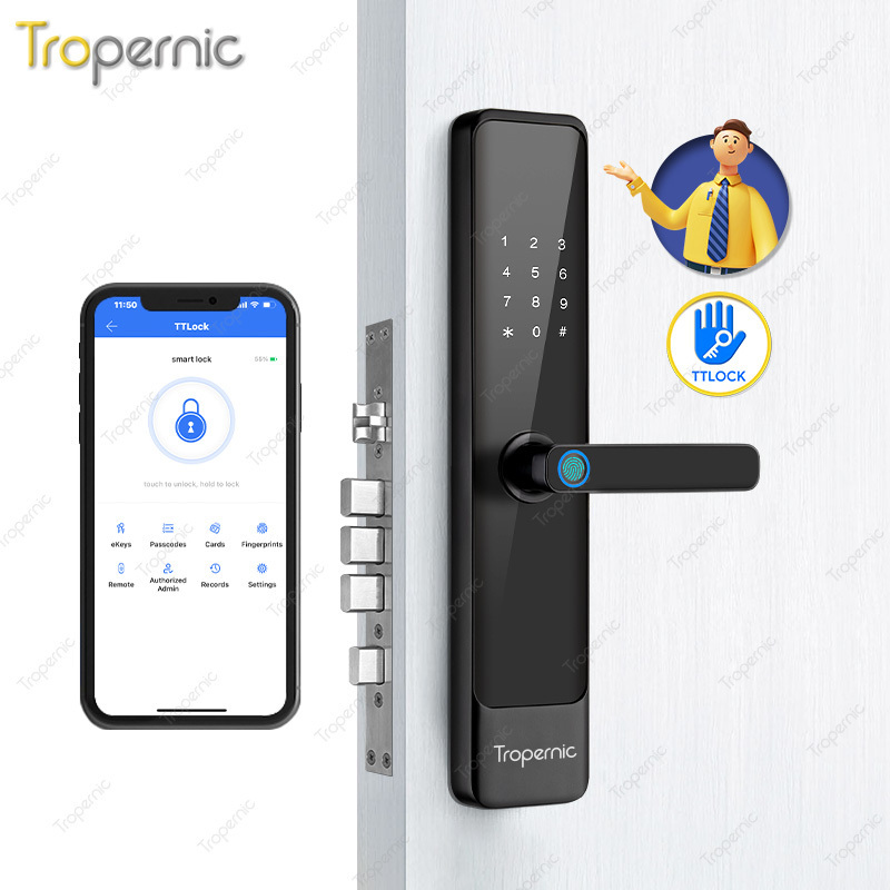 Cerradura Inteligente Wholesale Price TTlock Smart Lock Tuya Wifi APP Fingerprint Password Handle Digital Door Lock With Key