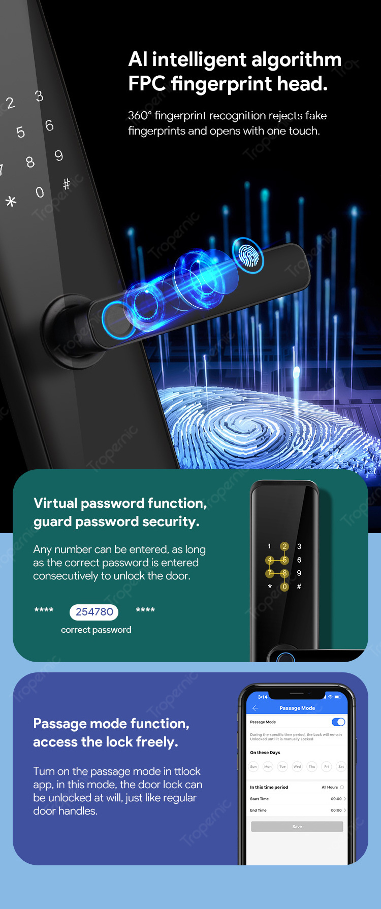 Cerradura Inteligente Wholesale Price TTlock Smart Lock Tuya Wifi APP Fingerprint Password Handle Digital Door Lock With Key