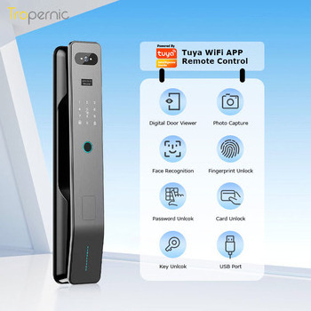 Tuya Outdoor Waterproof Sliding Door Lock Double Sided Wifi Electronic 3d Face Recognition Smart Door Lock With Camera