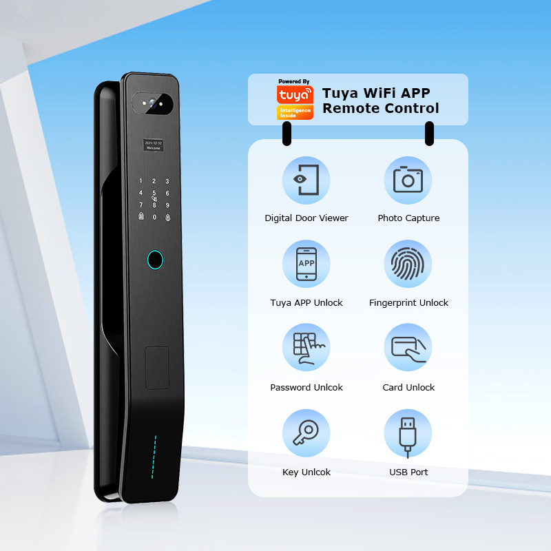 Tuya Wifi Anti Theft Wireless Security Mortise Biometric Cerradura Inteligente Smart Digital Rfid Front Door Lock