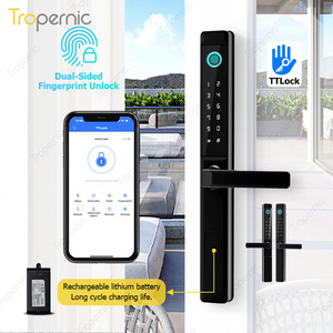 Tropernic TTlock Smart Door Lock For Double Door Fingerprint Double Sliding Glass Door Lock With Keys