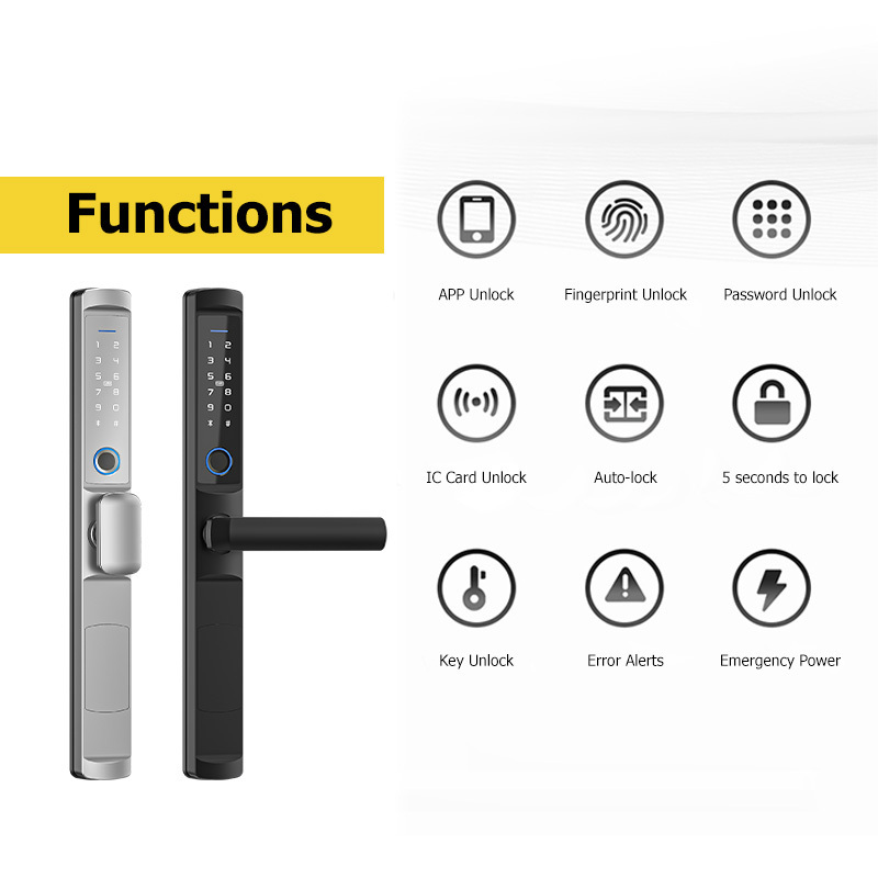 Tropernic IP65 Waterproof Extremely Narrow Sliding Door Aluminum Alloy Smart Sliding Door Pull Handle Lock