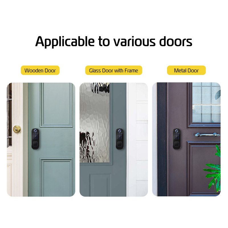 Tropernic Digital Tuya Keyless Entry Password Fingerprint Card Waterproof Gate Door Locks Electric Smart Rim Lock Outdoor