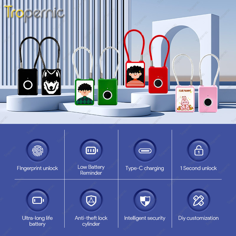 Low Price Fingerprint Padlock Smart Padlock Alarm Luggage Mini Fingerprint Reader Suitcase Usb Port Smart Pad Locks For Bag