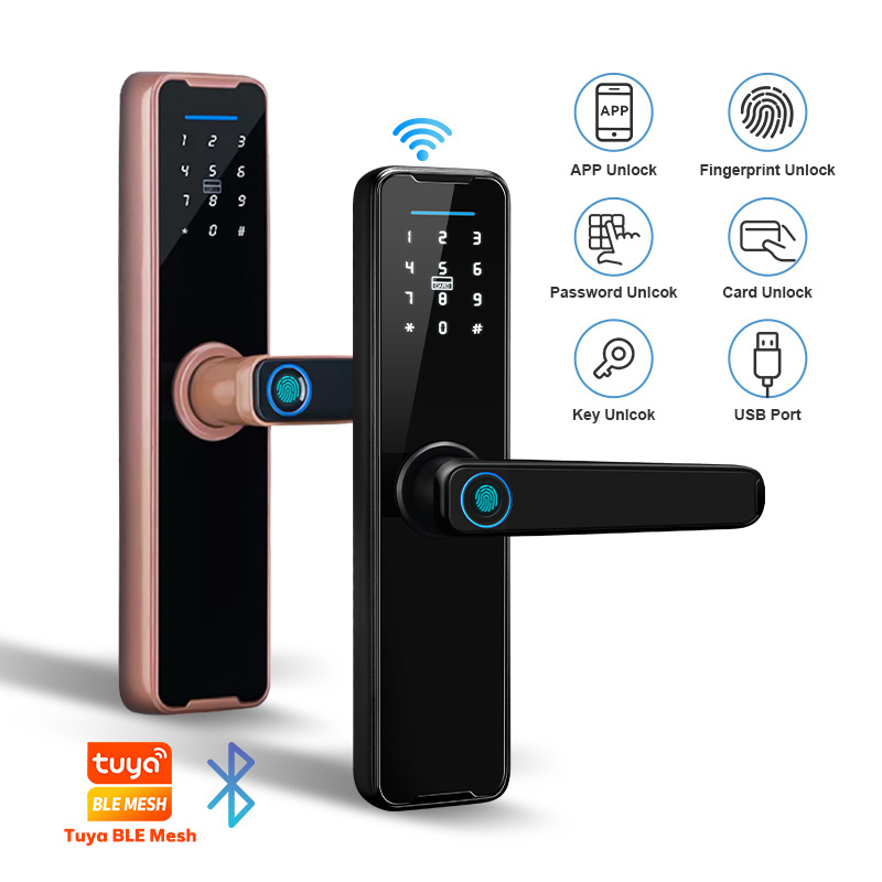 Tropernic Fingerprint Smart Door Lock BLE Password Keyless Apartment Room Lock Tuya APP Digital Door Locks For Home Security