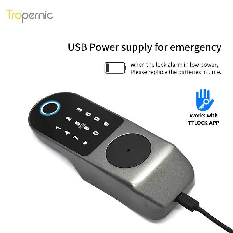 Tropernic Security Wireless Push Pull Combination Double Sided Fingerprint Smart Lock with TTlock App