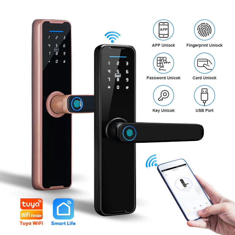 Smart Locks For Home Security Wood Door Keyless Password Protected App Locks Apartment Room Digital Door Lock Fingerprint