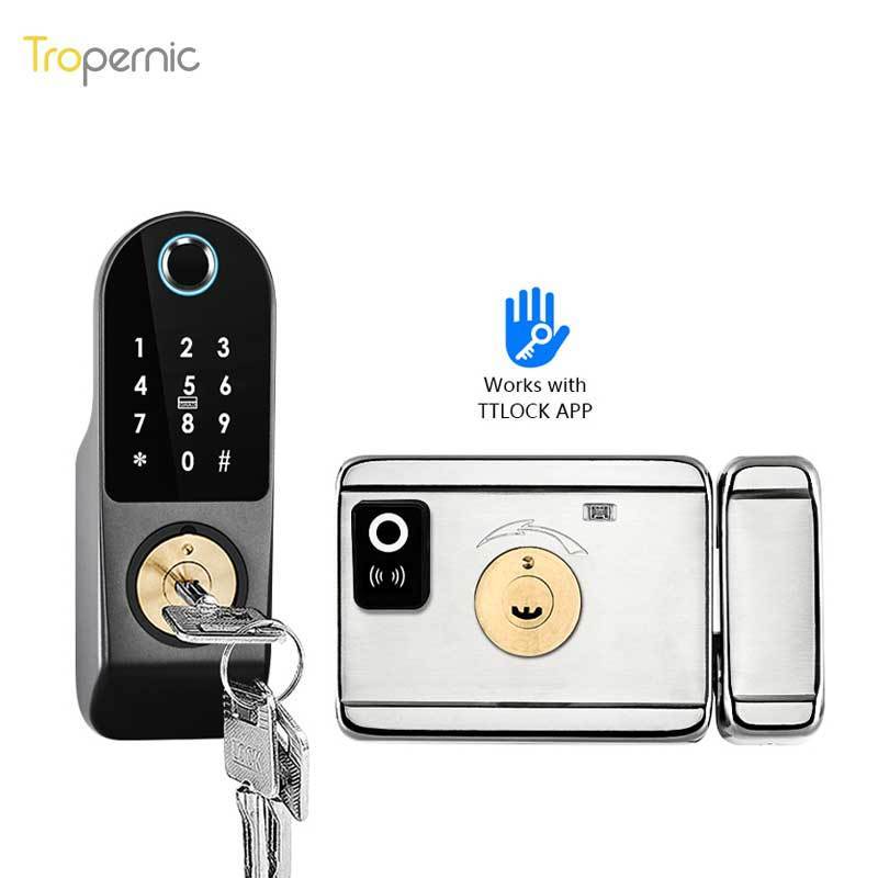 Tropernic Security Wireless Push Pull Combination Double Sided Fingerprint Smart Lock with TTlock App