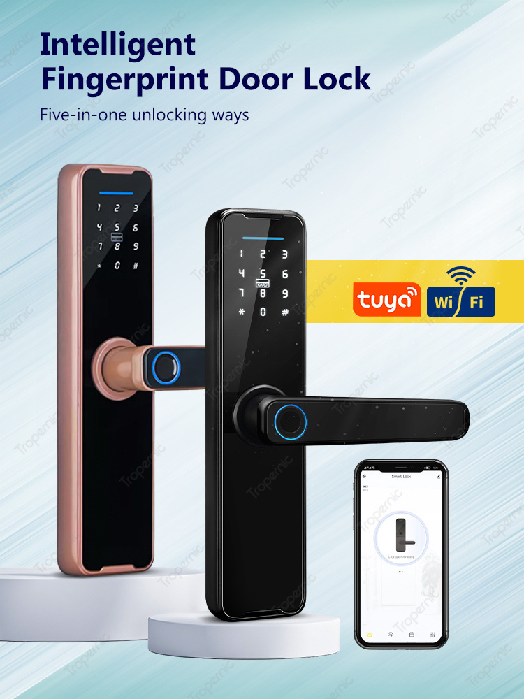 Tropernic Fingerprint Smart Door Lock BLE Password Keyless Apartment Room Lock Tuya APP Digital Door Locks For Home Security