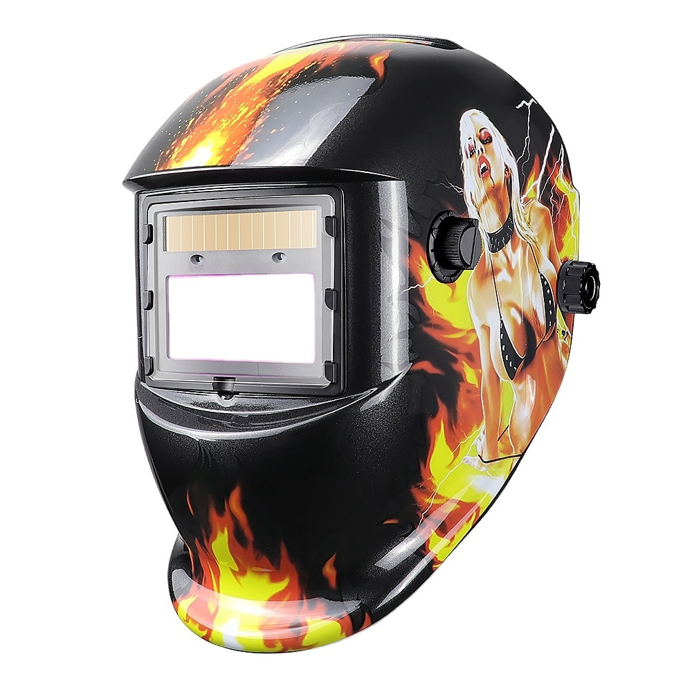 TRQ Iron Man Welding Mask Dark State DIN 9-13 Adjustable Headband Welding Helmet Auto Darkening En379