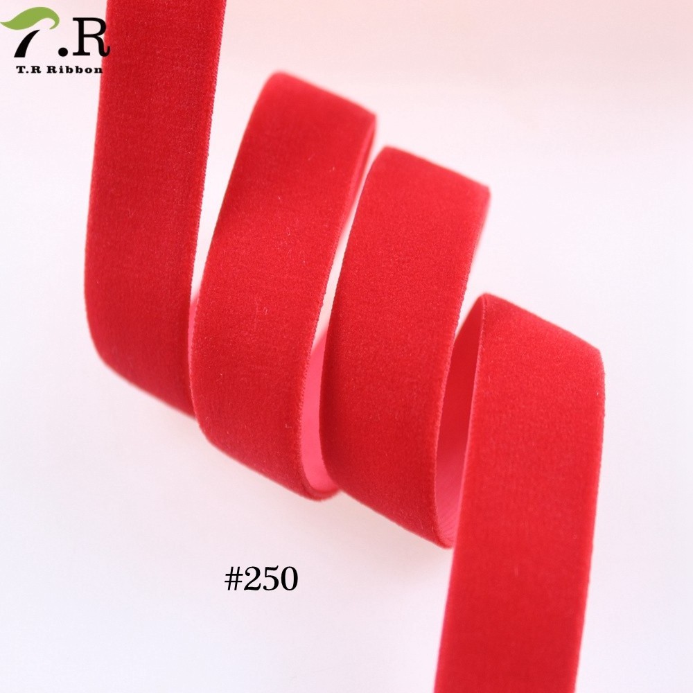 High Quality Custom Red Velvet Elastic Stretch Ribbon for Garment Decoration