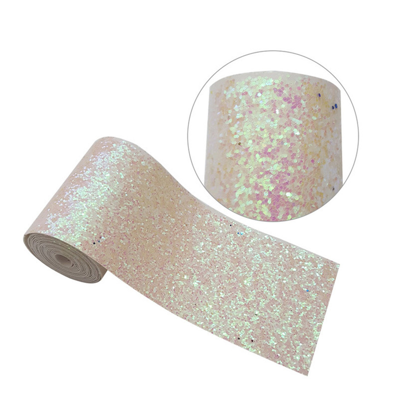 75MM DIY Craft Bling Bling Canvas Back Faux Chunky Liston Glitter Leather Ribbon for Decoration