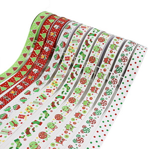 Customized Polyester Grosgrain Printed Tree Ribbon Bows Christmas Gift Ribbon Decoration