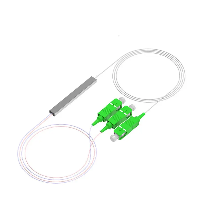 FTTH optic fiber plc splitter SC UPC APC SM 1 x 2 4 8 16 32 PLC 0.9mm mini steel tube fiber splitter