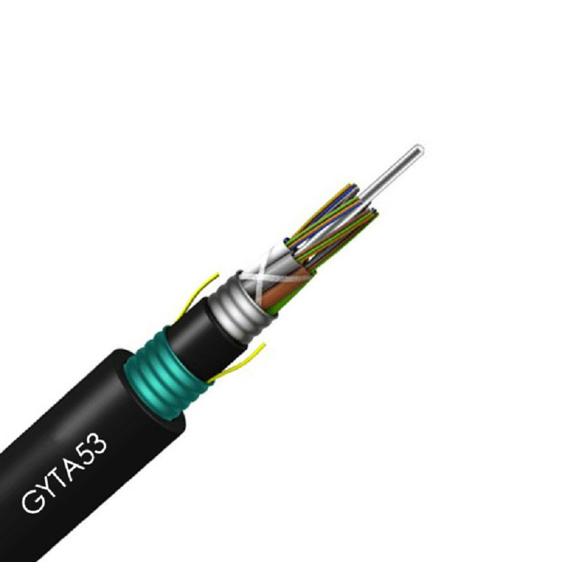 Tape GYTA53 Fiber Optic Cable Singlemode Underground Direct Buried Armoured Steel Outdoor Black Low Cost 12 Core Fiber Cable