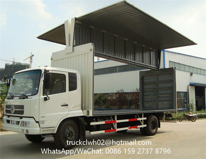 Hydraulic wing van body side open truck for sale