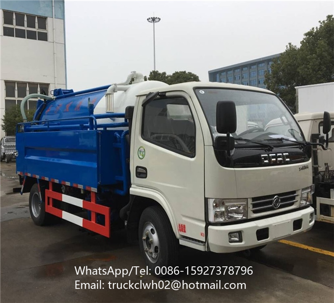 Small sewer vacuum cleaner truck 1.5cbm water 3cbm tank sewage truck