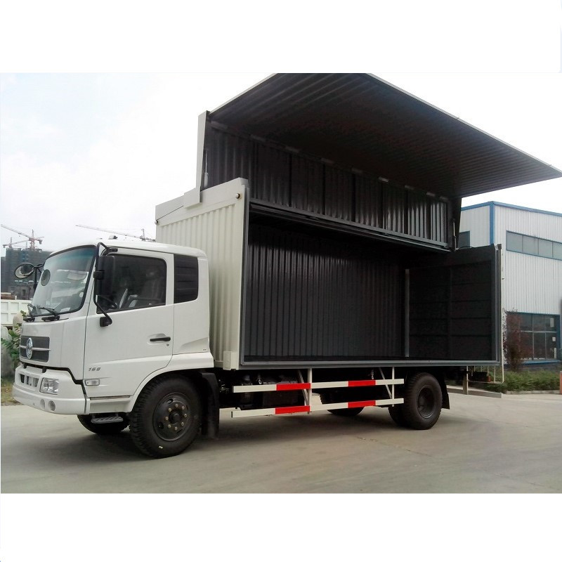 Hydraulic wing van body side open truck for sale