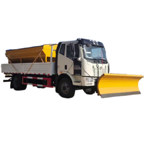 super discount FAW 4*2 snow removal snow plow truck mounted snow shovel brush snowmelt spreader