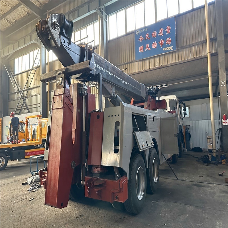 High performance  tow truck with 360 degree rotating lifting crane 40 tons 50 ton rotator wrecker price