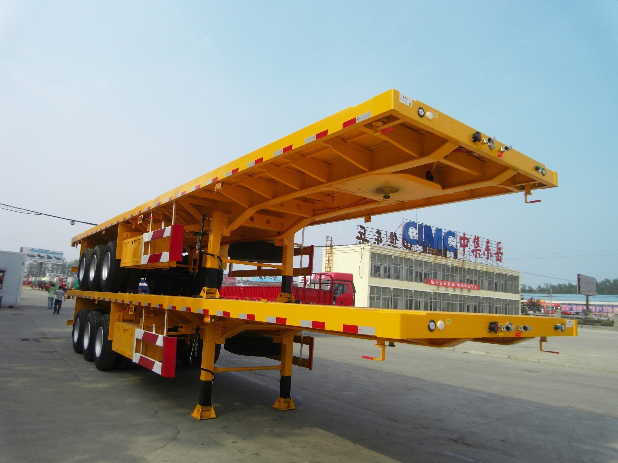 China factory used flatbed container trailer flat bed 3 axles trailers for sale