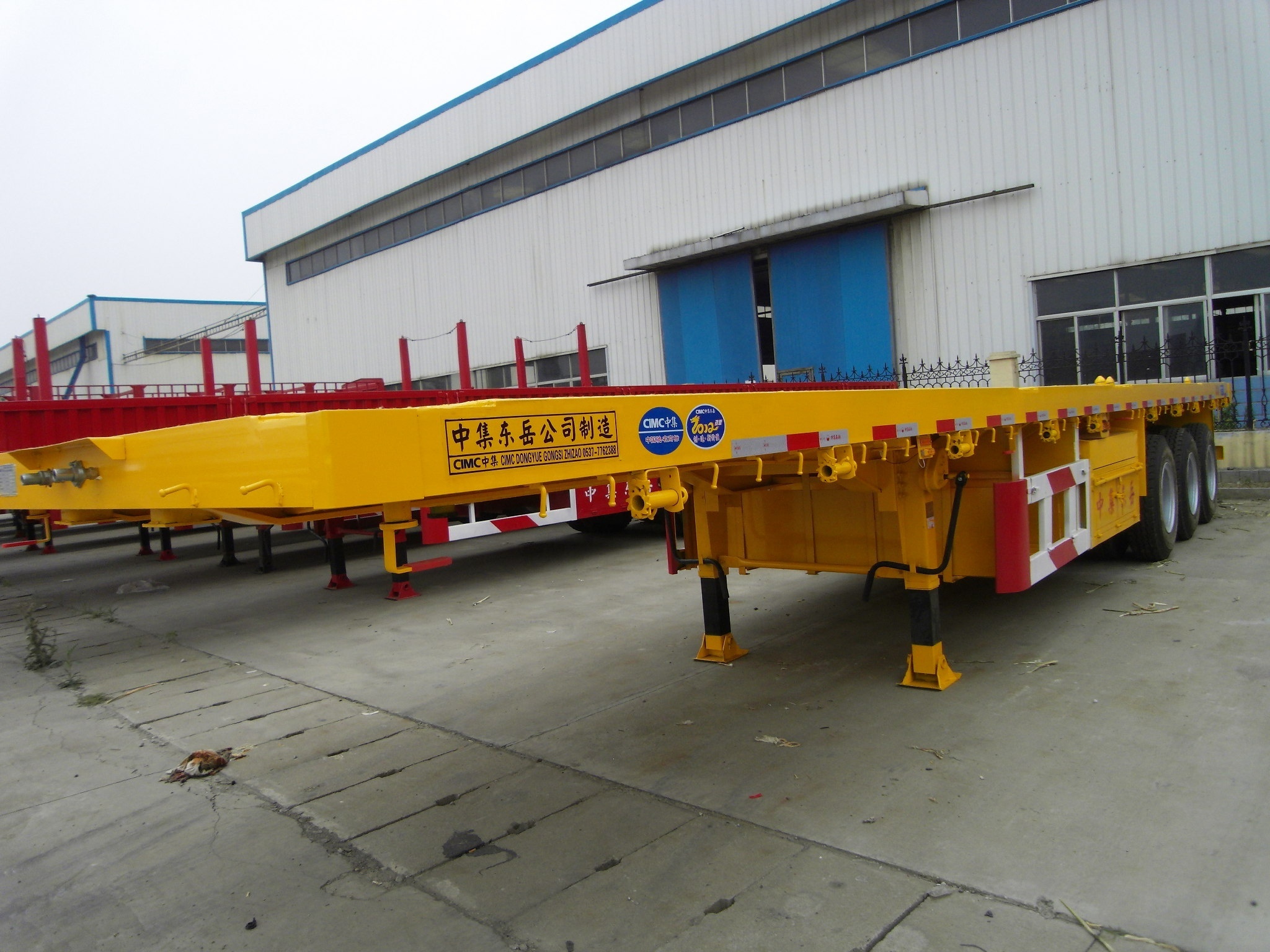 China factory used flatbed container trailer flat bed 3 axles trailers for sale