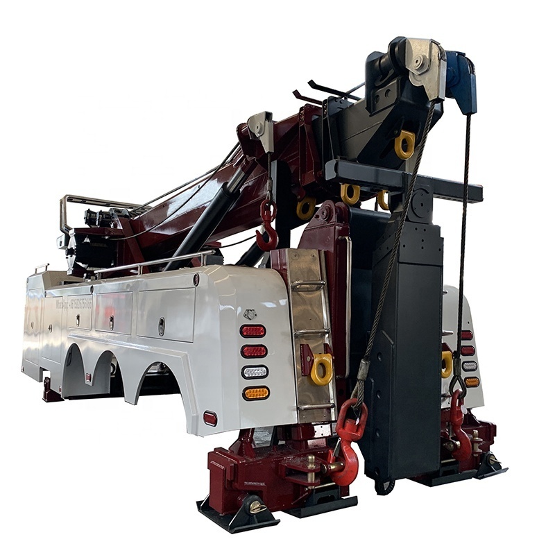 Exclusive Heavy duty Towing and Recovery Wrecker truck with 50 tons rotator lifting boom controlled by remote control