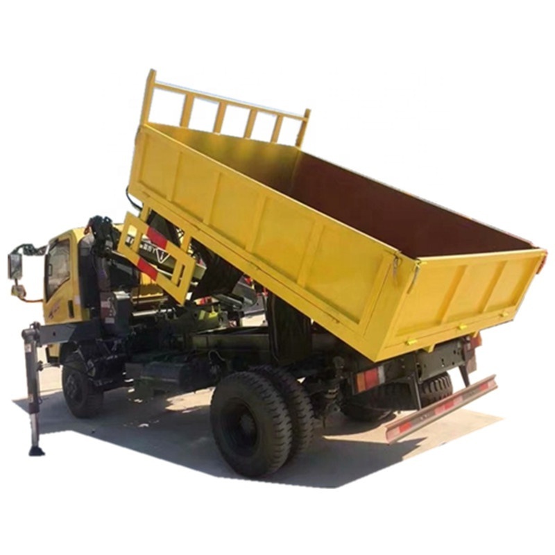 Hot sale 6 wheel 4 ton HOWO dump truck mounted 5tons crane,tipper truck mounted crane