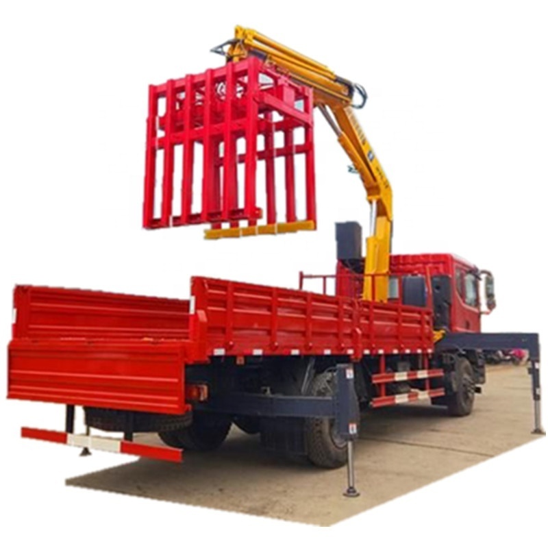 Basket crane lorry Grab crane truck and 6 wheeler DONGFENG chassis truck with 4tons brick crane