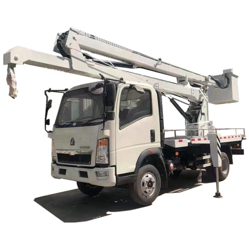 SINOTRUK 4X2 LHD 360C rotation degree bucket 12meters high altitude operation truck