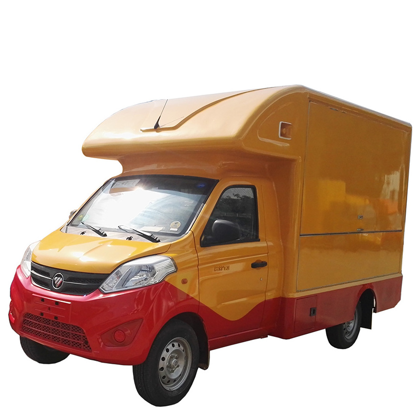 Factory direct selling Foton Mini mobile fried food truck equipped with ice-cream machine and stove  for sales